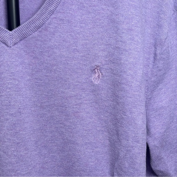 Polo Ralph Lauren Men's Large Purple V-Neck Sweater 100% Pima Cotton - Picture 7 of 10
